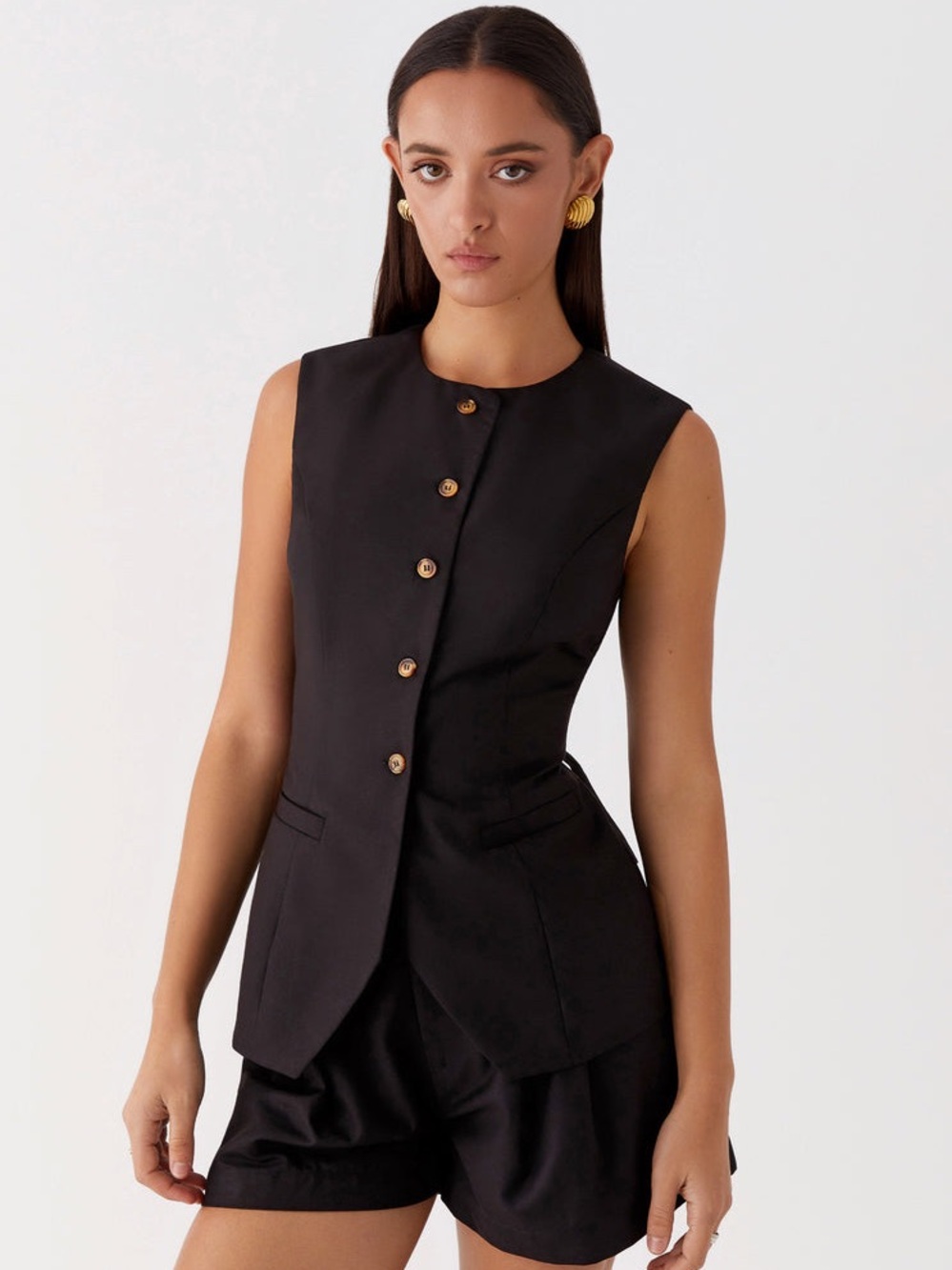 Peppermayo Siena Style Tailored Vest - Black